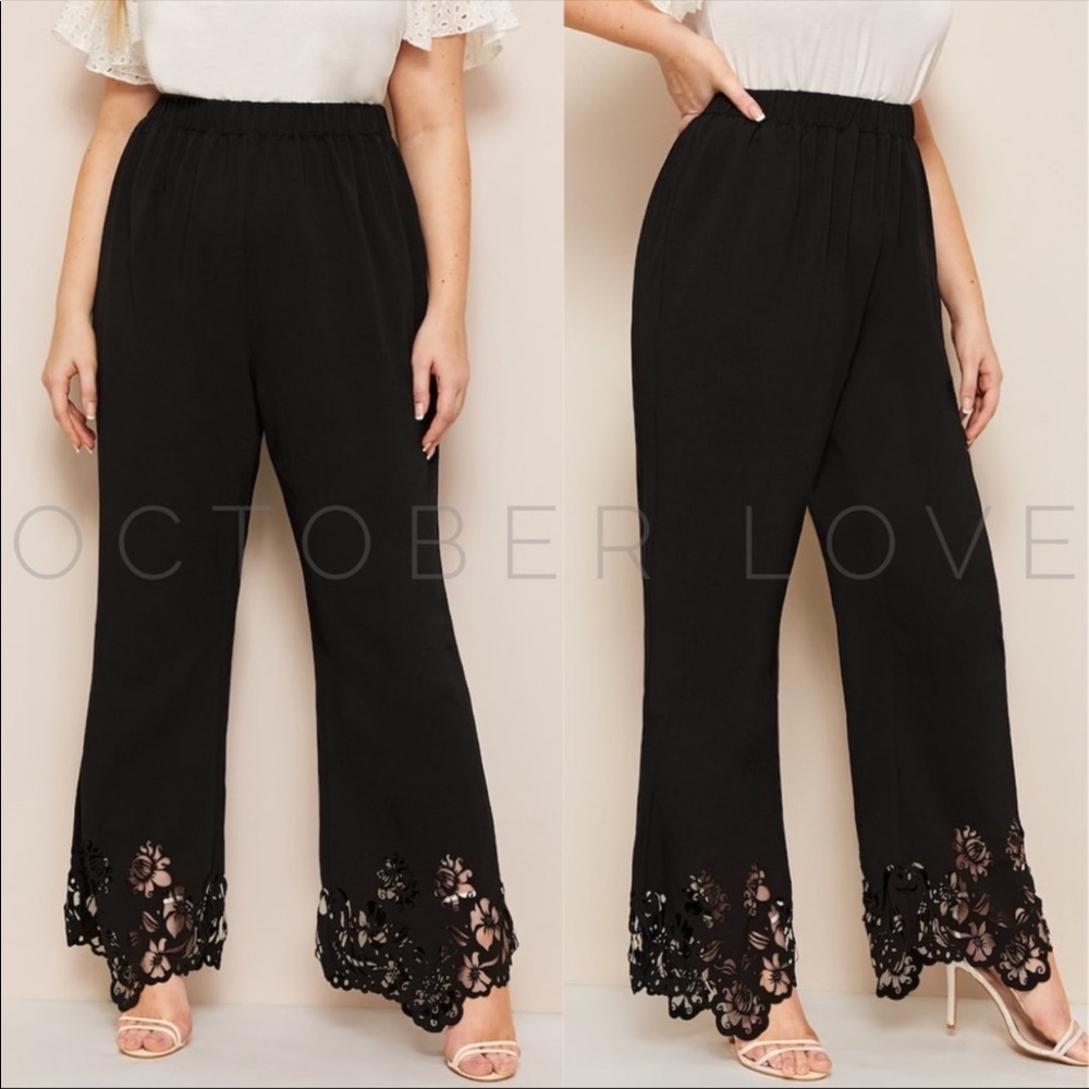 Curvy Fit, Black Wide Leg Pants - Picture 3 of 4